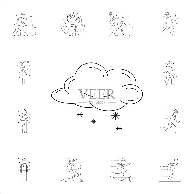 雪云图标,适用于网页和移动设备的冬季通用图标集图标素材