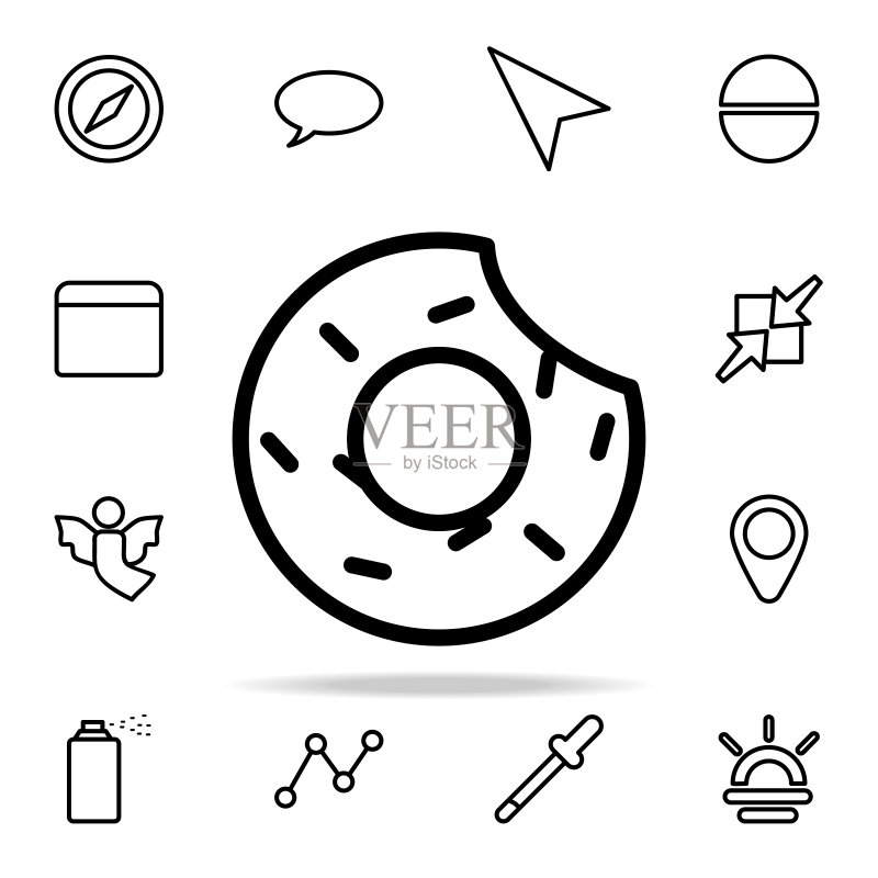 咬过的甜甜圈图标,适用于网页和移动设备的通用Web图标集图标素材