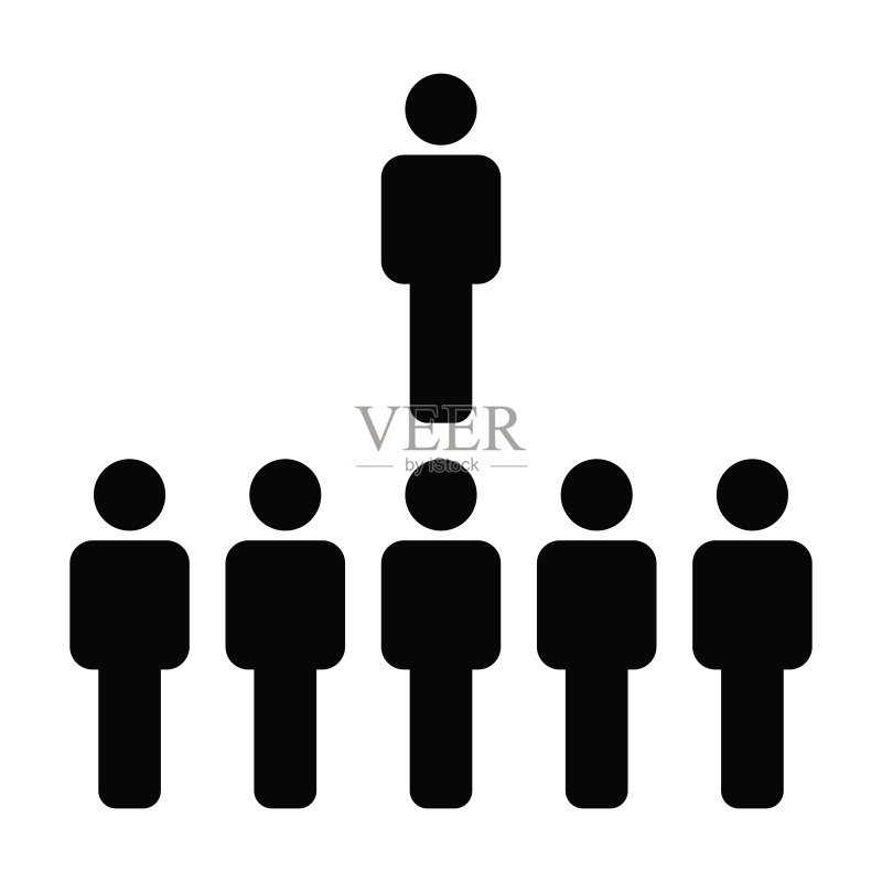 社交网络图标矢量男性团队人物符号头像,用于扁平彩色字形图中的业务管理团队图标素材