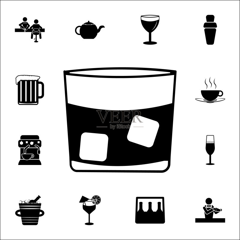 加冰威士忌图标:酒吧通用Web和移动设备图标图标素材