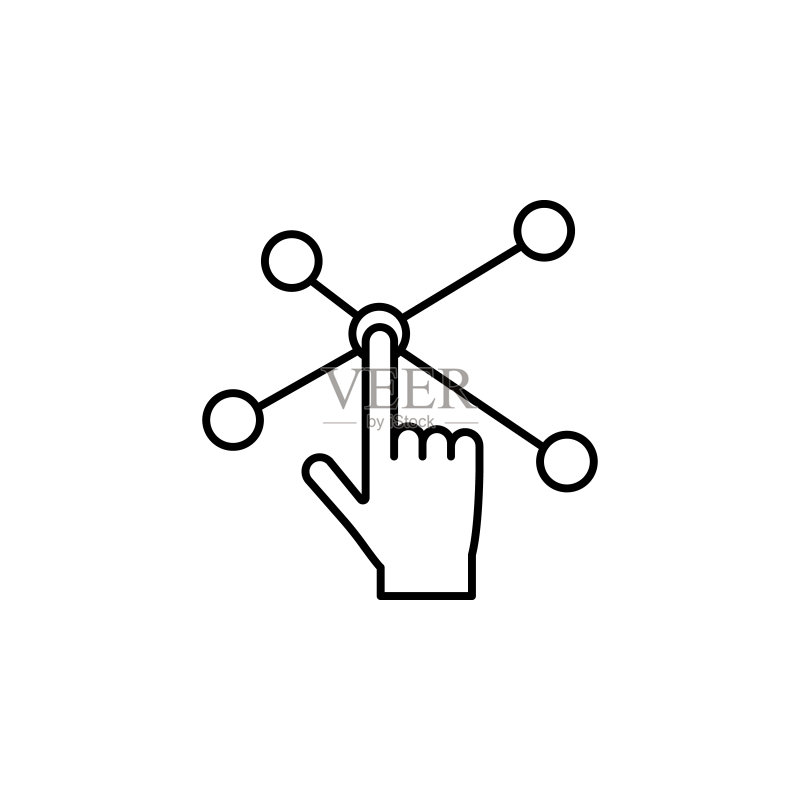 交互式连接图标:用于移动概念和Web应用的AI元素细线连接图标素材