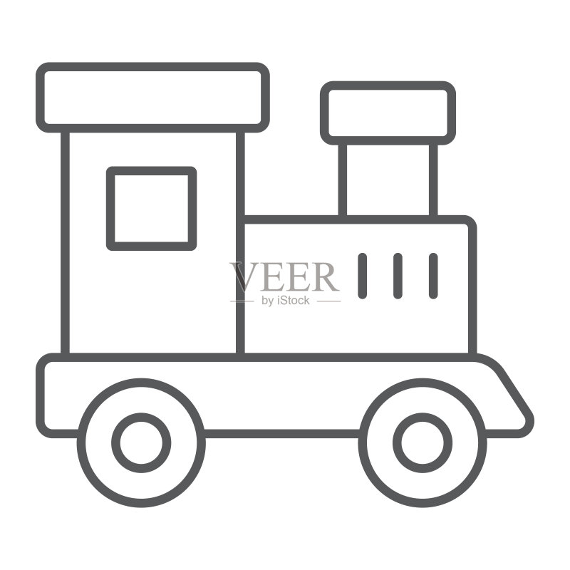 火车玩具细线图标:儿童铁路机车矢量图形图标素材