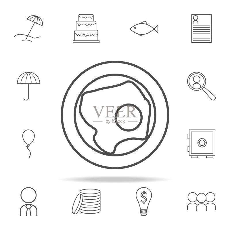 盘子煎蛋图标:通用Web和移动设备图标图标素材