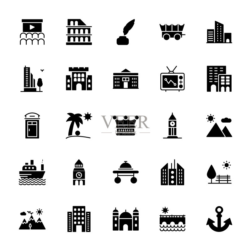 美国文化Glyph矢量图标图标素材