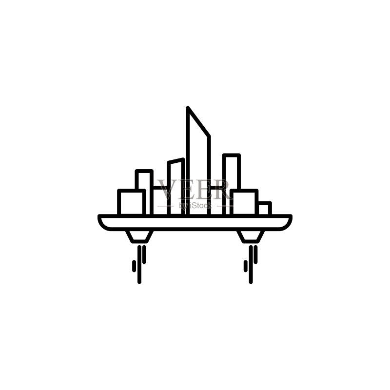 智慧城市飞行城市图标:未来科技元素图标素材