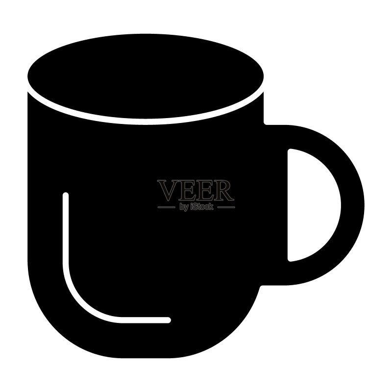 杯子实体图标。马克杯矢量图,与白色隔离。茶杯字形风格设计,专为网络和应用程序设计。EPS 10。图标素材