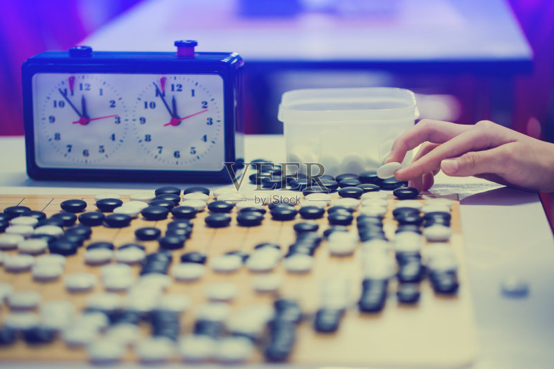 中国的围棋游戏带有战斗倒计时钟。正版图片素材