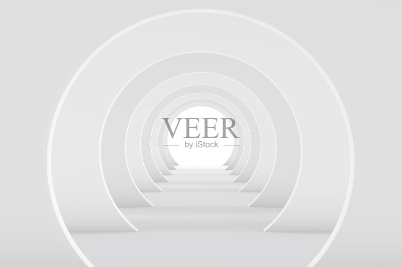 3D白色空房间,隧道内部正版图片素材