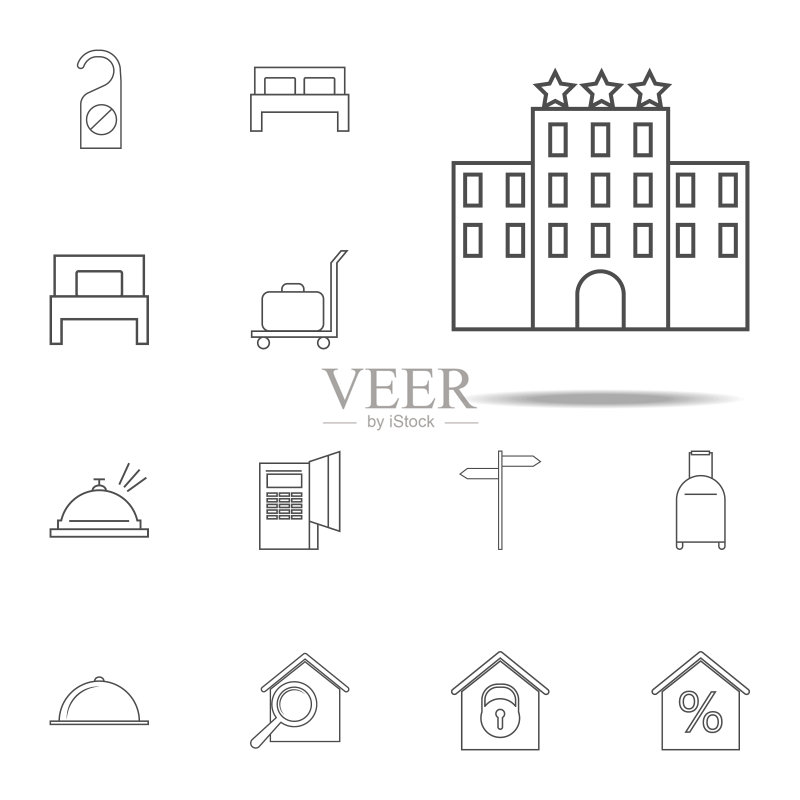 三星级酒店图标,通用Web图标,适用于网页和移动设备图标素材