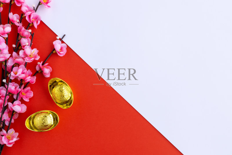 平铺中国新年背景正版图片素材