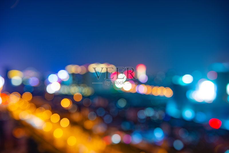 城市夜景的光晕正版图片素材