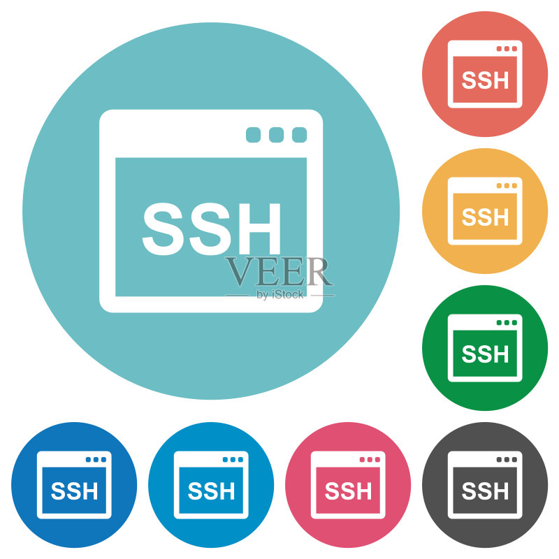 SSH客户端应用程序扁平圆形图标图标素材