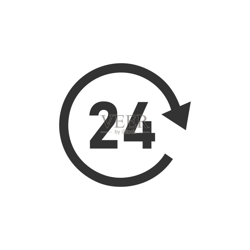 24小时服务图标(扁平风格)图标素材