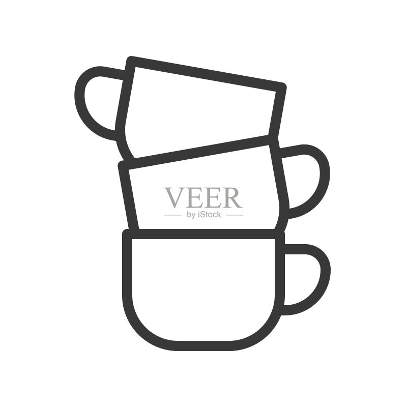 咖啡杯矢量线条描边图标图标素材