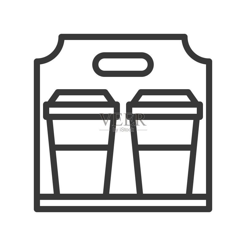 外卖咖啡矢量图标,咖啡相关线条风格可编辑描边图标图标素材