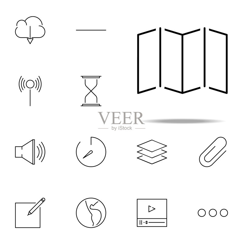 打开的卡片图标:Web通用极简图标集图标素材
