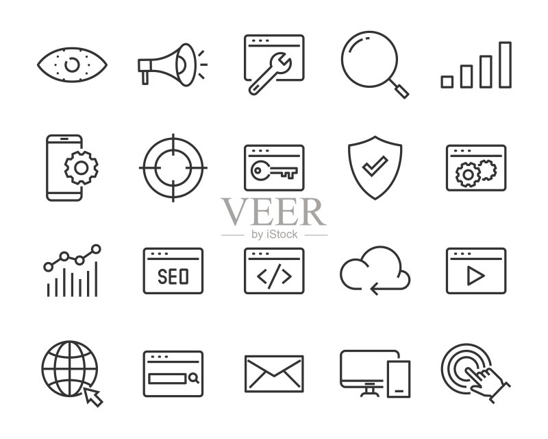 网站图标合集:网页、浏览器、网络、SEO、云图标素材