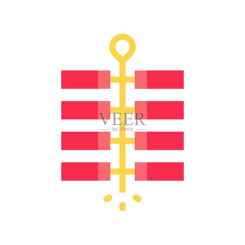 鞭炮矢量图:中国新年相关扁平图标图标素材