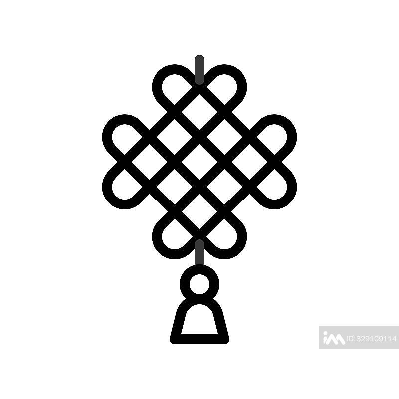 中国结矢量图,中国新年相关线条图标,可编辑描边插画图片素材
