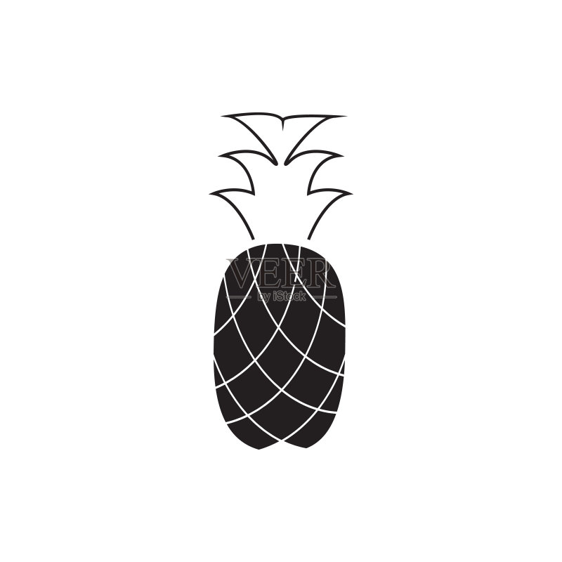 菠萝图标。用于移动概念和Web应用程序的水果元素图标。网站设计和开发、应用程序开发的字形、扁平图标图标素材