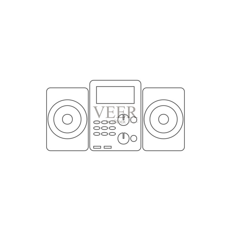 音乐播放器图标。移动概念和Web应用Electro元素图标。用于网站设计和开发、App开发的细线图标图标素材