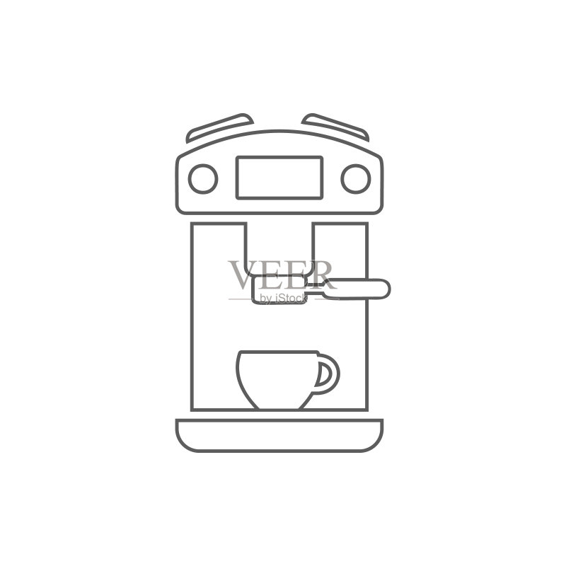 咖啡机图标:移动概念和Web应用元素细线图标,用于网站设计和App开发图标素材