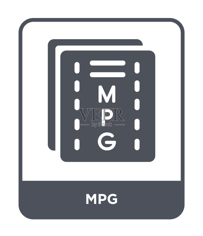 白色背景上的MPG图标矢量图,来自文件类型集合的MPG时尚填充图标图标素材