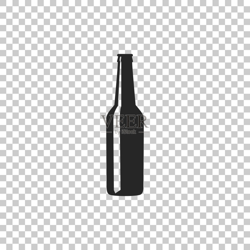 透明背景上的啤酒瓶图标(扁平设计,矢量插画)图标素材