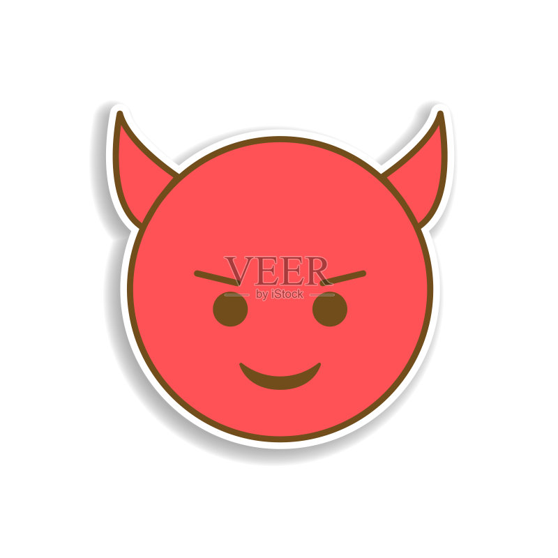 可爱的卡通小恶魔表情符号贴纸图标图标素材