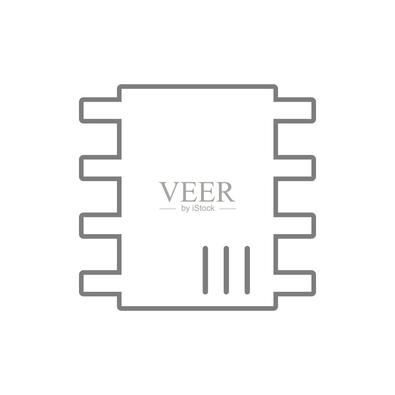 CPU图标:网络安全概念元素,适用于移动概念和Web应用,网站设计和应用开发的细线图标图标素材