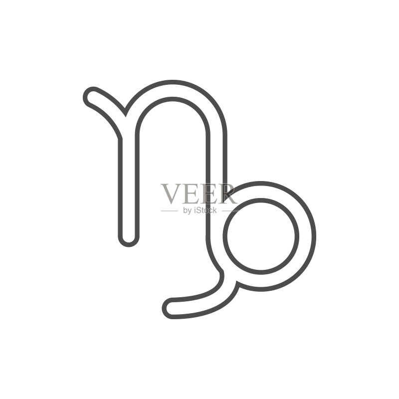 摩羯座土星图标。网络安全元素,适用于移动概念和Web应用图标。用于网站设计和开发、应用开发的细线图标图标素材