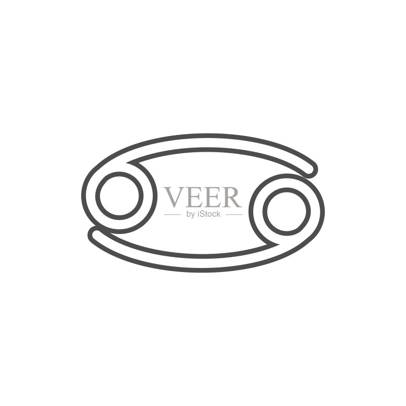 巨蟹座月亮图标,网络安全元素,适用于移动概念和Web应用,细线图标,适用于网站设计和App开发图标素材