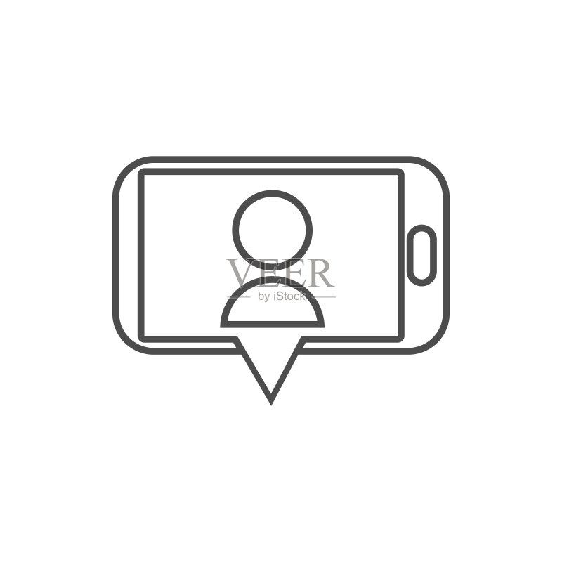 智能手机视频通话图标:移动概念和Web App网络安全元素细线图标图标素材