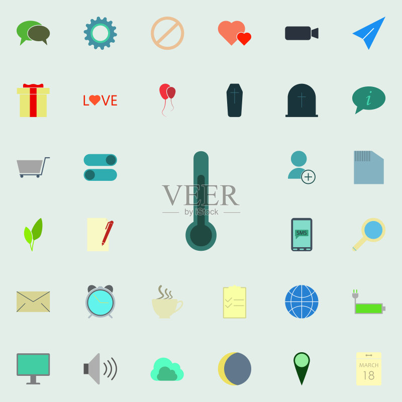 彩色Web通用体温计图标图标素材