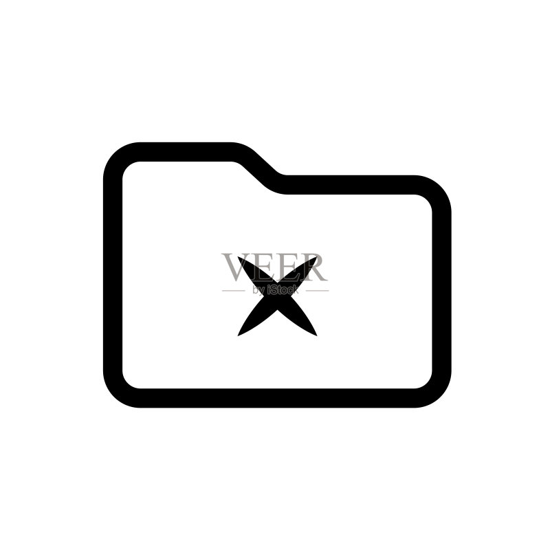 删除文件夹图标。用于移动概念和Web应用程序的简单Web图标元素。细线删除文件夹图标可用于白色背景上的Web和移动设备图标素材