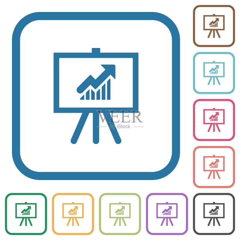 带有上升图表的演示表格,简约图标图标素材