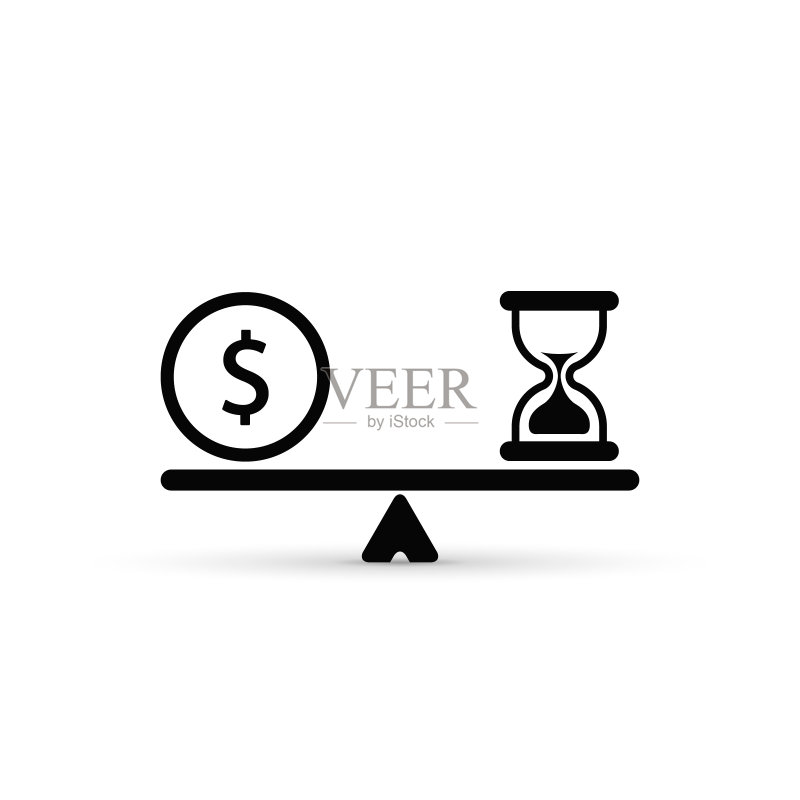 时间和金钱的平衡比例图标矢量隔离标志图标素材