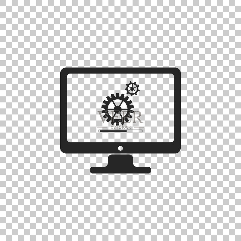 带变速箱进度条的显示器更新过程图标素材