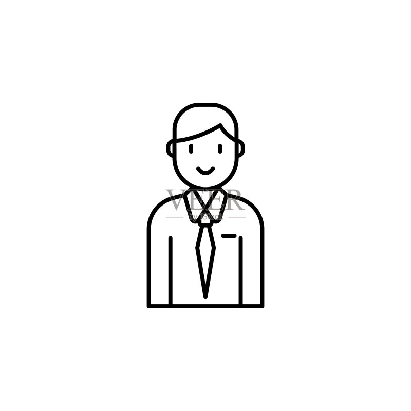 员工、用户、工人图标。移动概念和Web应用程序的人力资源元素插图。网站设计、开发和应用程序开发的细线图标图标素材