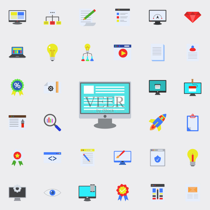 数字新闻彩色图标,Web和移动编程贴纸图标通用集图标素材