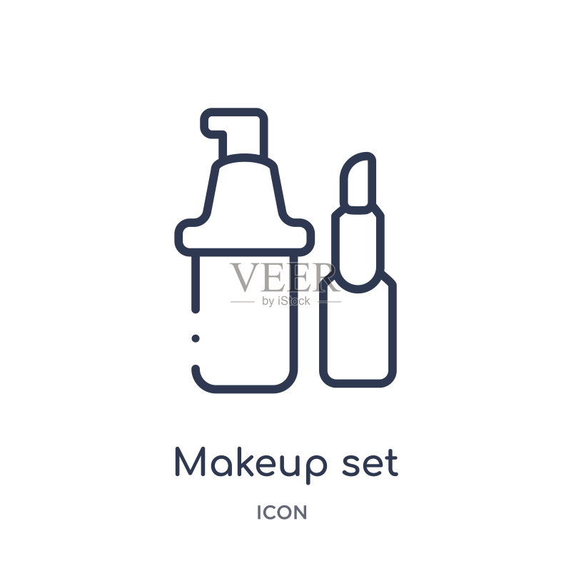 美容系列线性图标:化妆套装图标素材