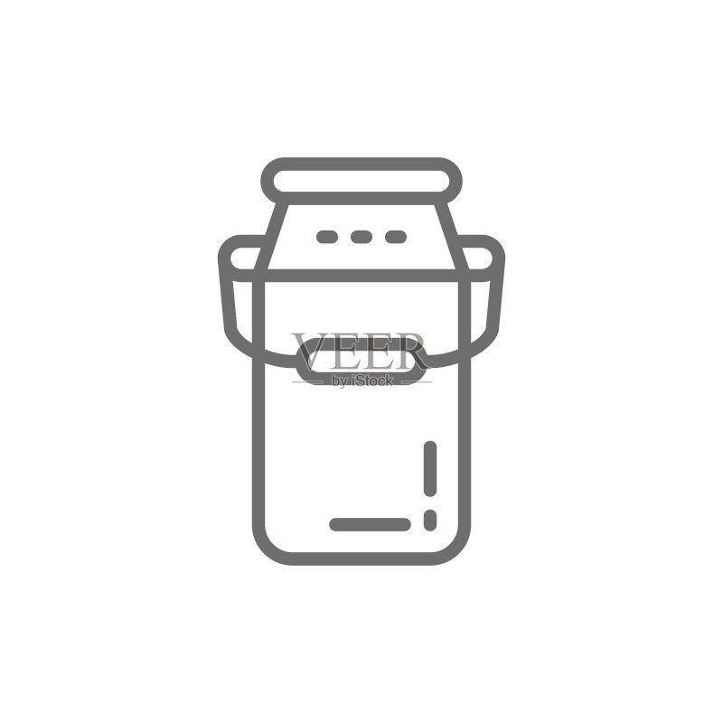 白色背景上的牛奶罐线条图标图标素材