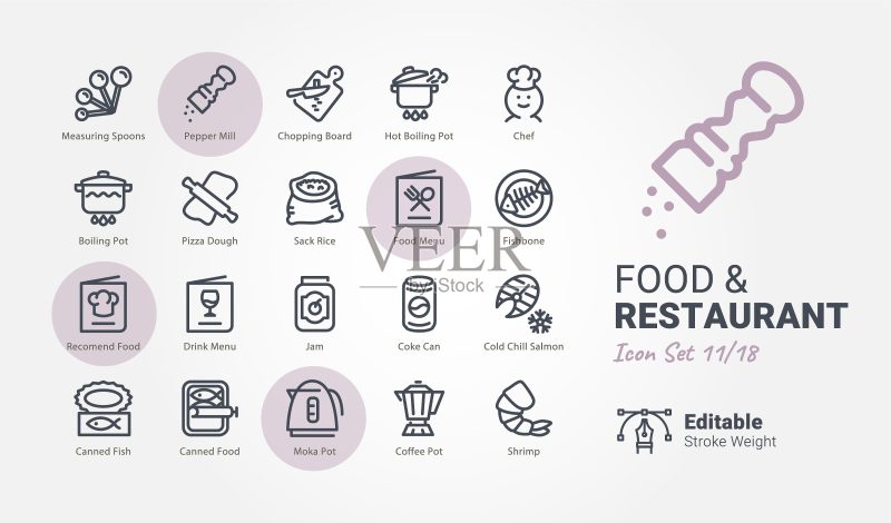 食品和餐厅矢量图标图标素材