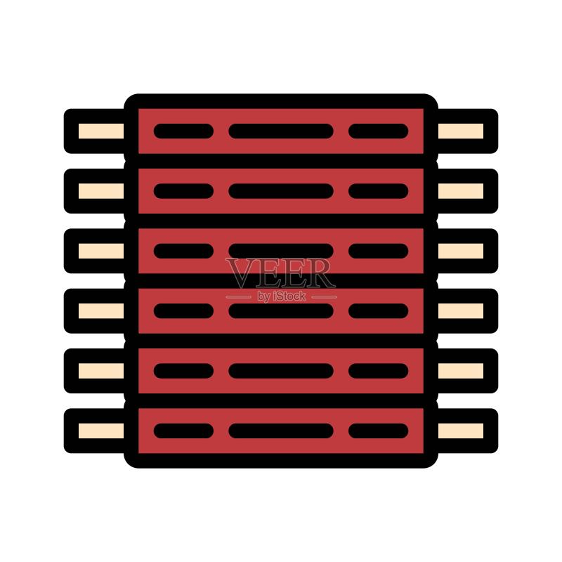 烧烤相关肋排矢量填充风格可编辑笔画图标图标素材