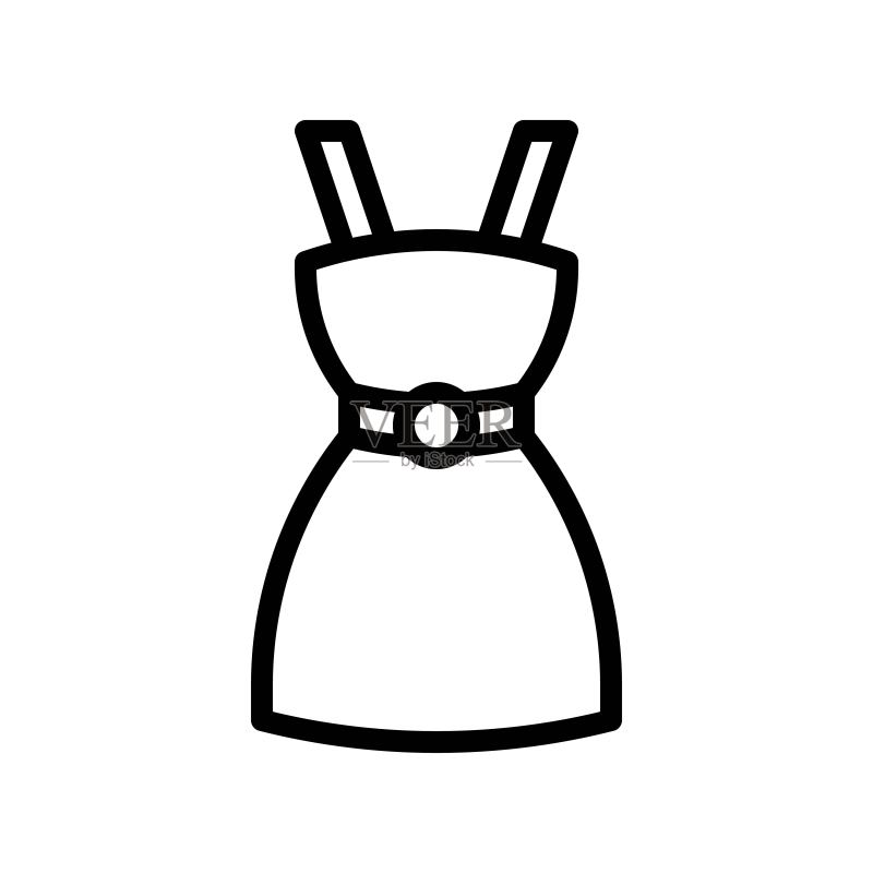 女人连衣裙矢量插画线条风格图标图标素材