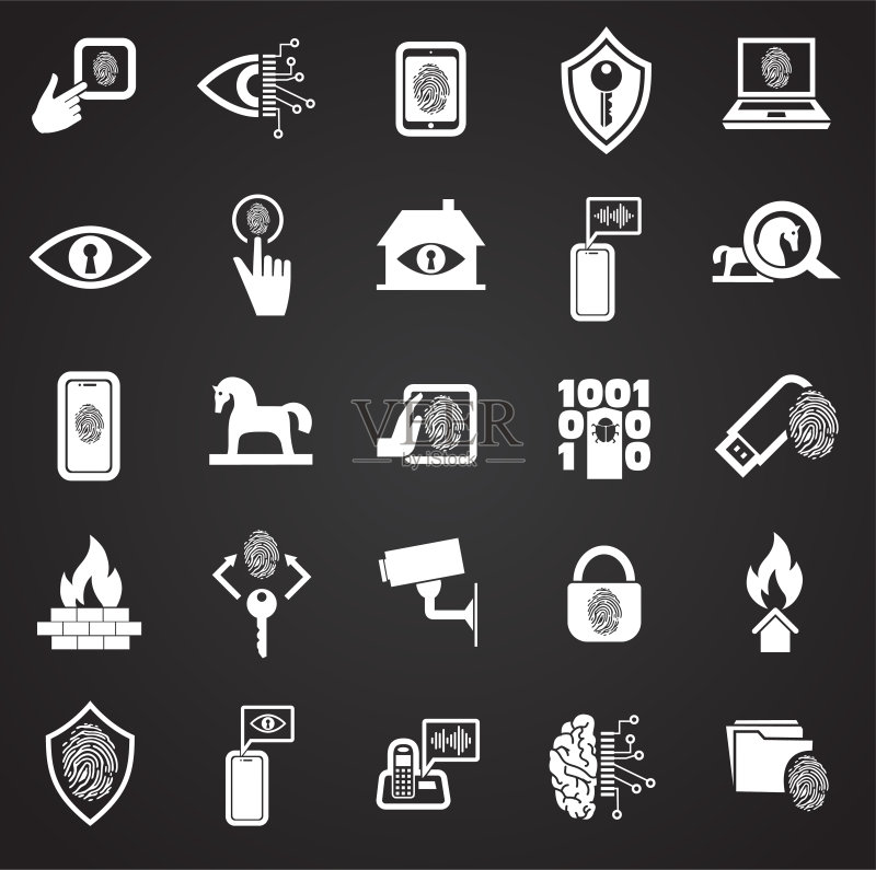 网络安全图标集:用于图形和网页设计的背景,现代简约矢量标志,互联网概念,网站设计或移动应用程序的流行符号图标素材