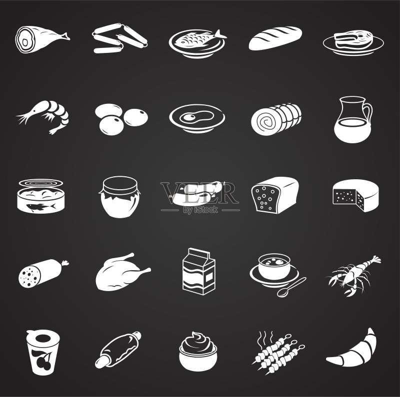 网页或APP用黑色背景食品套餐图标素材