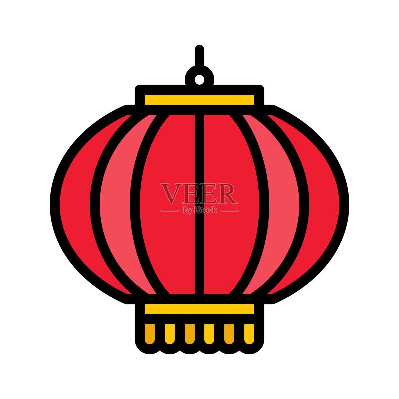 灯具矢量图:中国农历新年填充图标图标素材