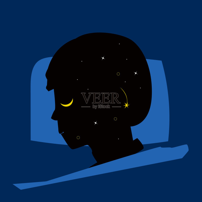 睡觉的人,晚安,做梦-向量正版插画素材