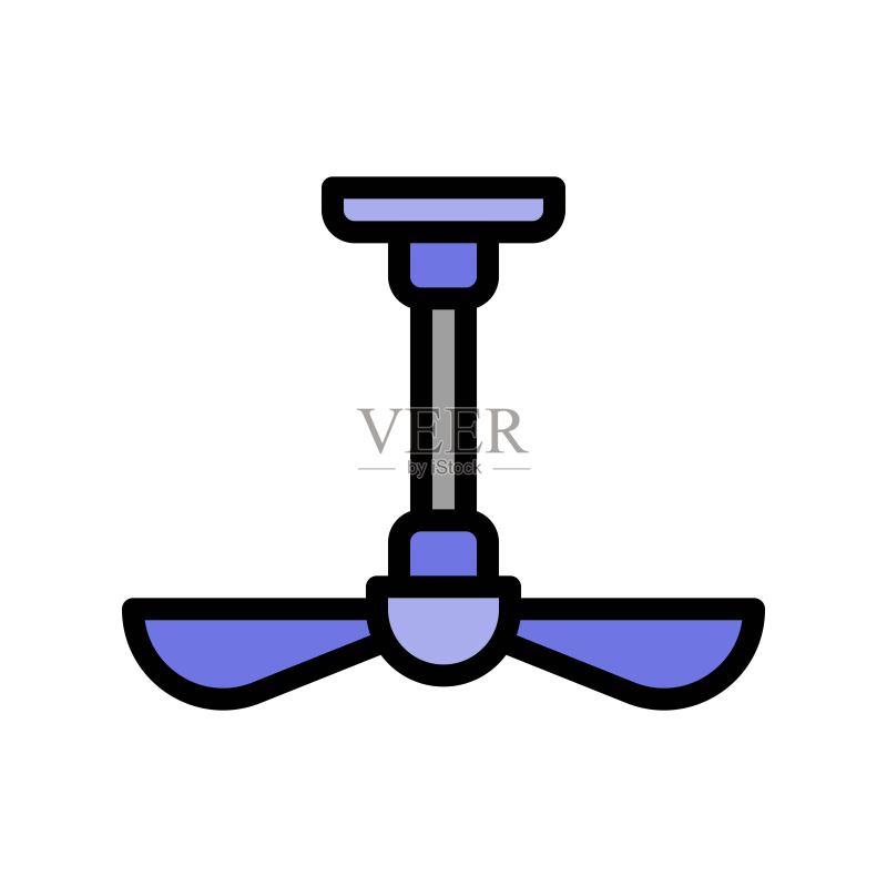 吊扇矢量图,填充样式图标可编辑轮廓图标素材